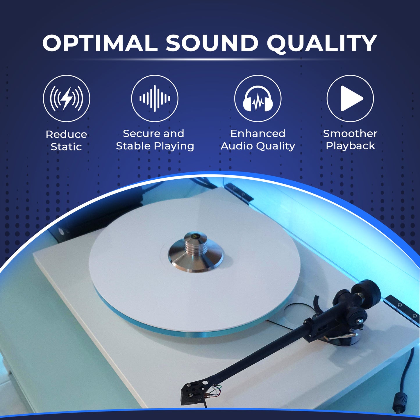 Acrylic Turntable Mat – 11.75" Anti-Static Slipmat with Label Recess for Vinyl – Enhances Sound Clarity, Bass & Aesthetic
