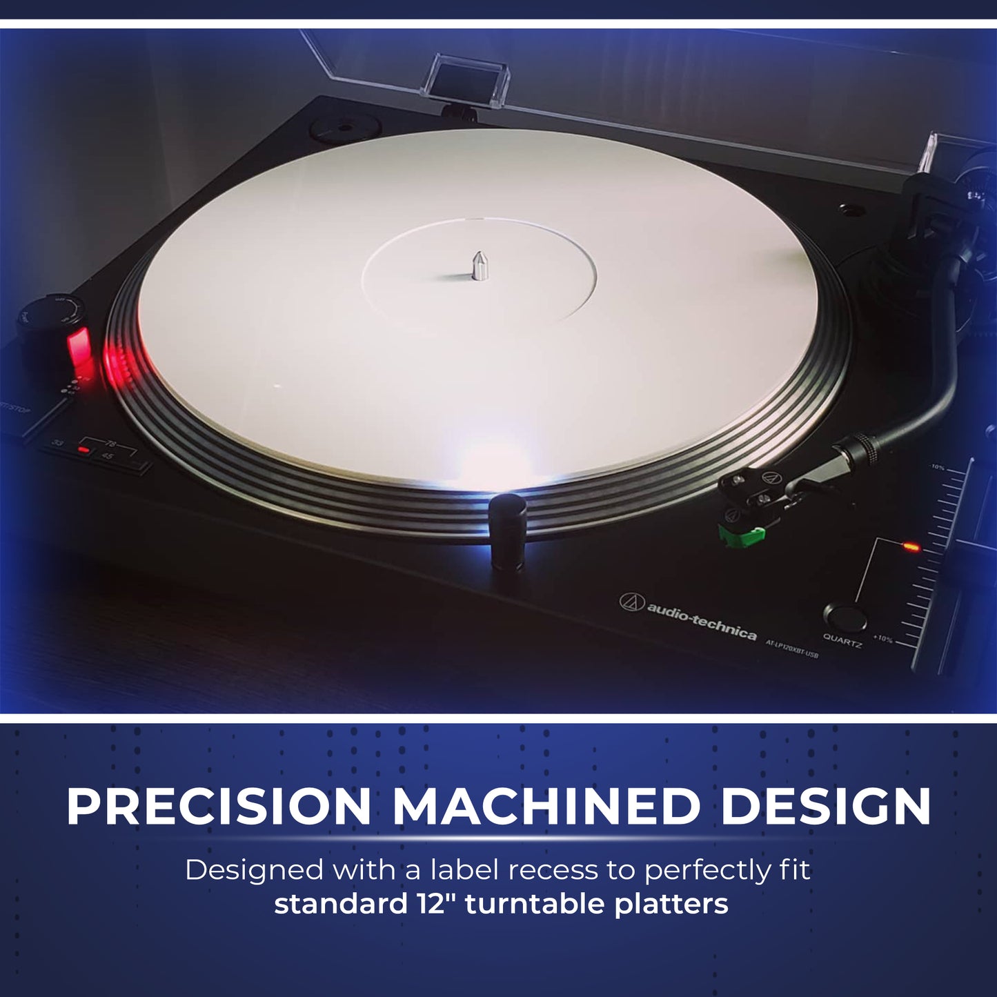 Acrylic Turntable Mat – 11.75" Anti-Static Slipmat with Label Recess for Vinyl – Enhances Sound Clarity, Bass & Aesthetic