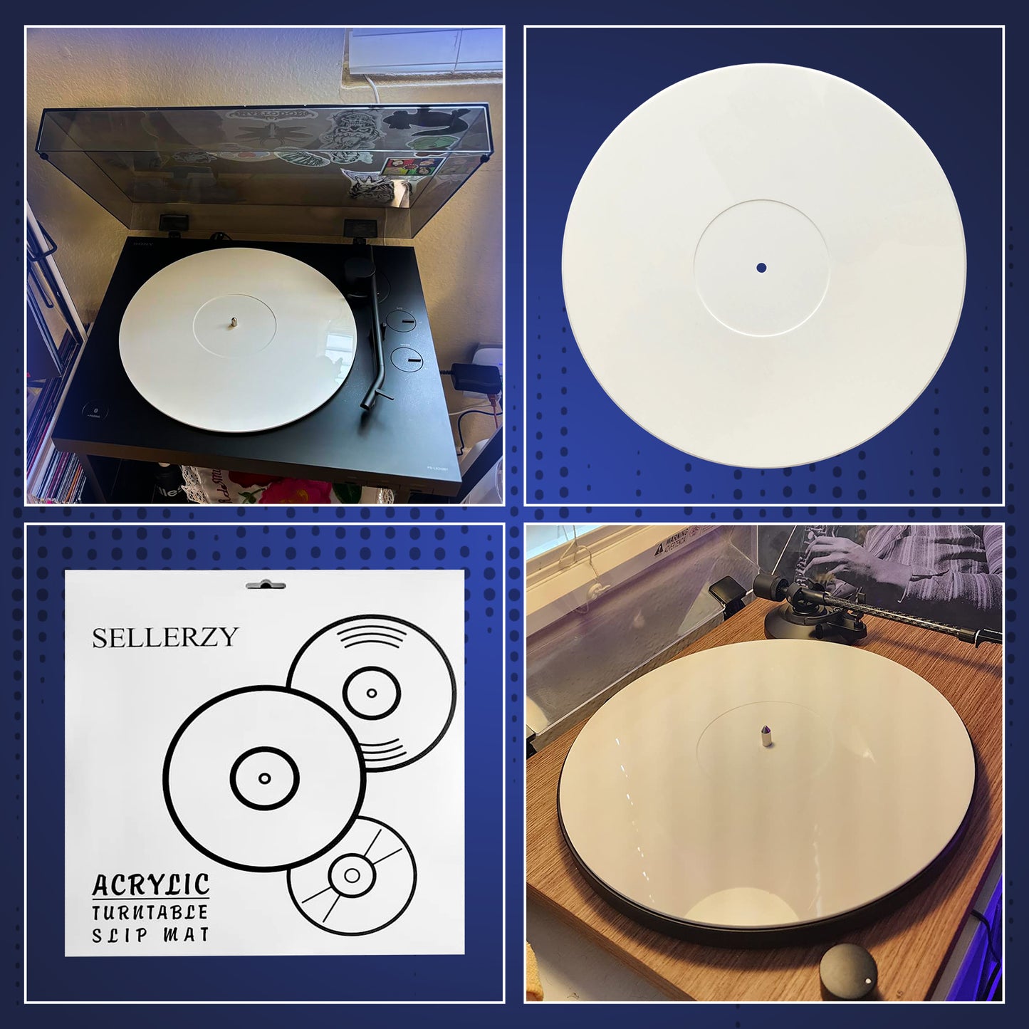 Acrylic Turntable Mat – 11.75" Anti-Static Slipmat with Label Recess for Vinyl – Enhances Sound Clarity, Bass & Aesthetic