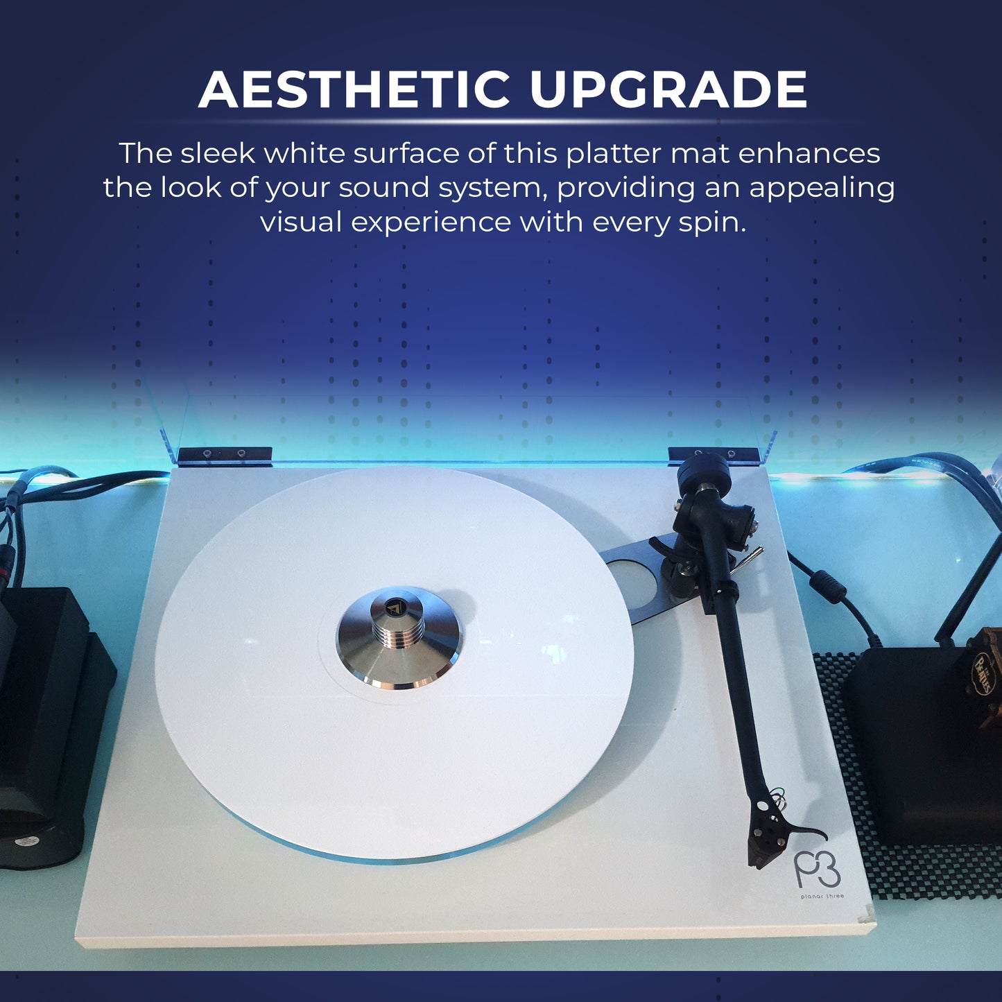 Acrylic Turntable Mat – 11.75" Anti-Static Slipmat with Label Recess for Vinyl – Enhances Sound Clarity, Bass & Aesthetic